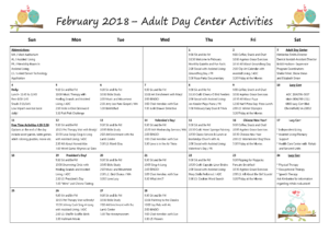 Adult Day February 2018 Calendar