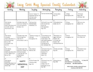 Assisted Living Calendar May 2018