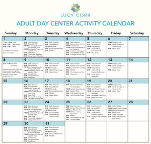 Adult Day Center Activity Calendar