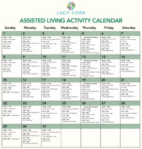 Assisted Living Activity Calendar
