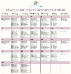 Health Care Center Activity Calendar