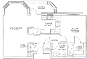 Lucy Corr | Independent Living Apartments | Floorplans - Castlewood - 1 BR, 863 square feet