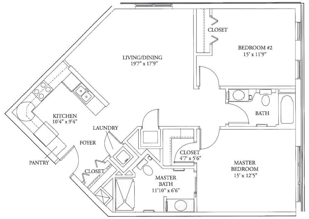 Lucy Corr | Independent Living Apartments | Floorplans - Harrowgate - 1 BR, 863 square feet