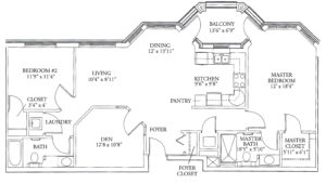 Lucy Corr | Independent Living Apartments | Floorplans - Monacan - 2 BR, 1280 square feet