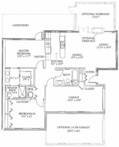 Lucy Corr | Independent Living Cottages | Floorplans - Winfree Garden - 2 BR, 1340 square feet