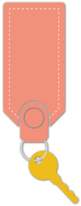 pink keychain with key